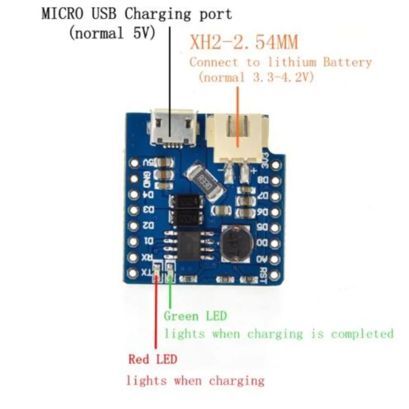 Тонкая Электронная Защита аккумулятора для ESP32 MINI KIT D1 одна литиевая батарея