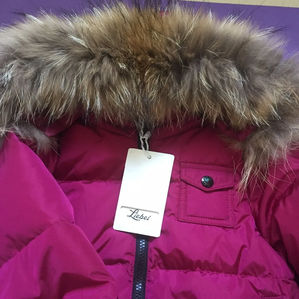 Winter thickening White duck down jacket boys girls ski suit children's clothing sets real Raccoon fur collar kids | Детская одежда