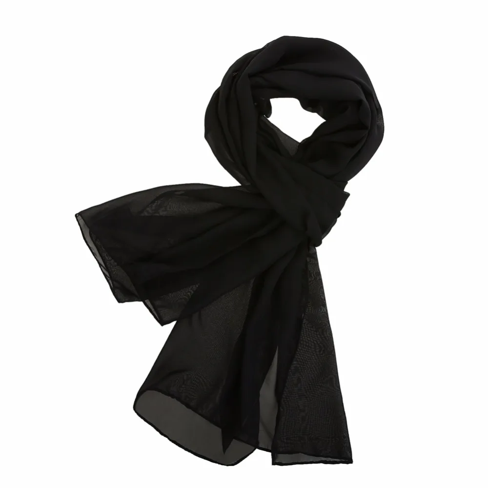 YUNUO Black One Layer Long Wedding Shawl Wraps Chiffon Women Party Evening Dress Occasion Scarf | Свадьбы и торжества