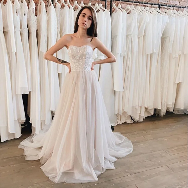 Женское свадебное платье Boho белое пляжное цвета слоновой кости с вырезом