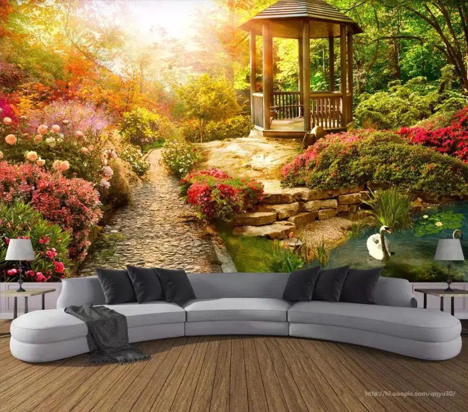 

Customize 2019 wall murals Sunny garden landscape wallpapers for living room 3d Background 3 d wallpaper for walls
