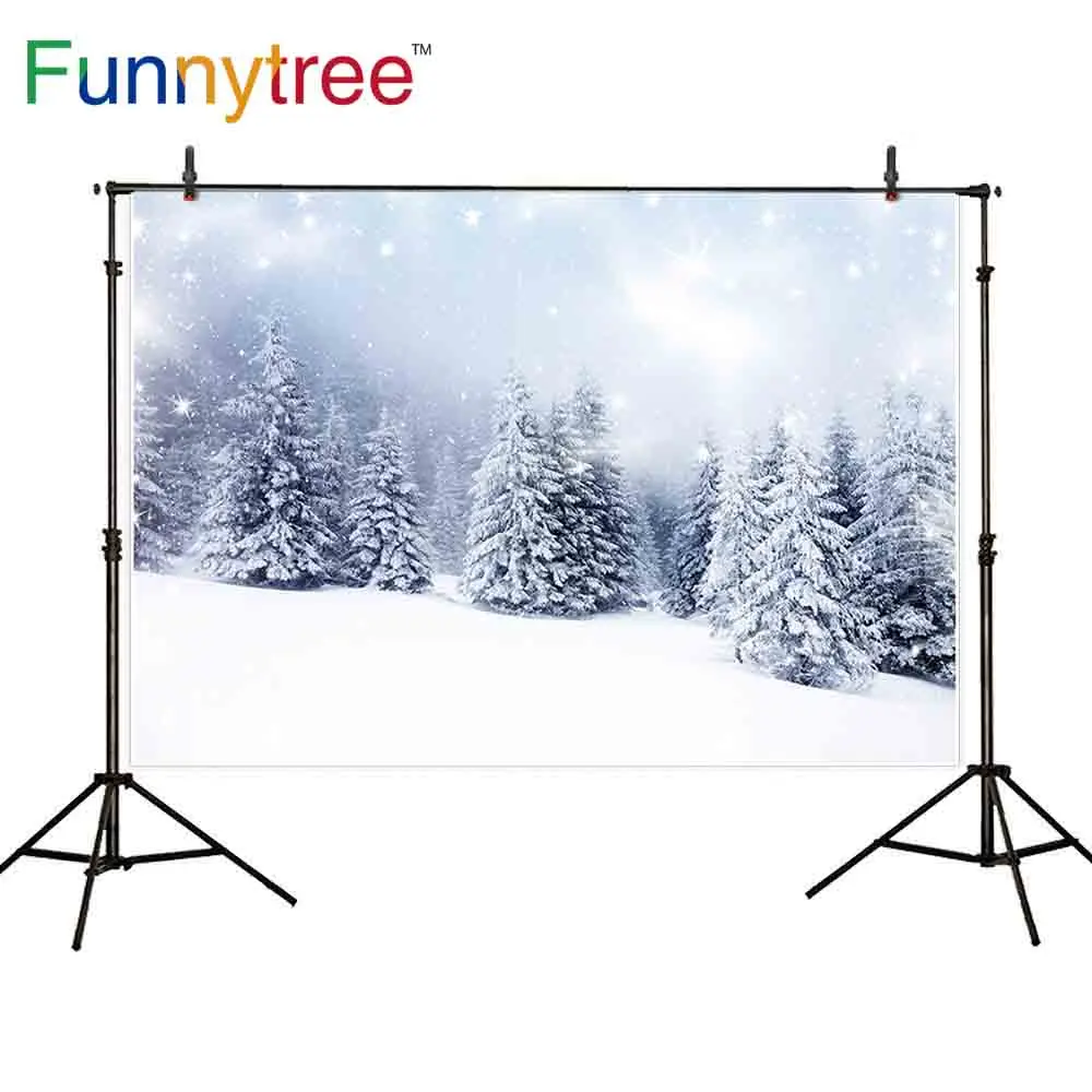 Funnytree фон для фото Зимний Открытый снег склон сцена сосны Белый Рождественский фон фотосессия boda обои