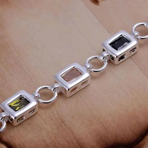 Wholesale High Quality Jewelry Bridal 925 Sterling Silver Fashion Square Color Stone Bracelets for Women Best Gift SMTH261 | Украшения и