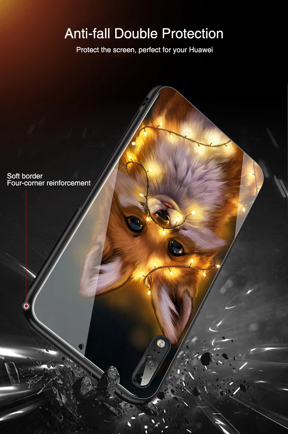 Чехол для huawei Honor 8x с милым животным, закаленное стекло, чехол на заднюю панель для huawei Honor 9 10 v9 v10 9i lite v20 play note 10 magic