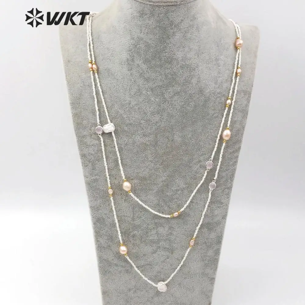 WT-N1155 женское ожерелье ювелирные изделия драгоценные камни бусины и жемчужное ожерелье 36 дюймов ожерелье из круглых бусин ручной работы свадебное ювелирное ожерелье