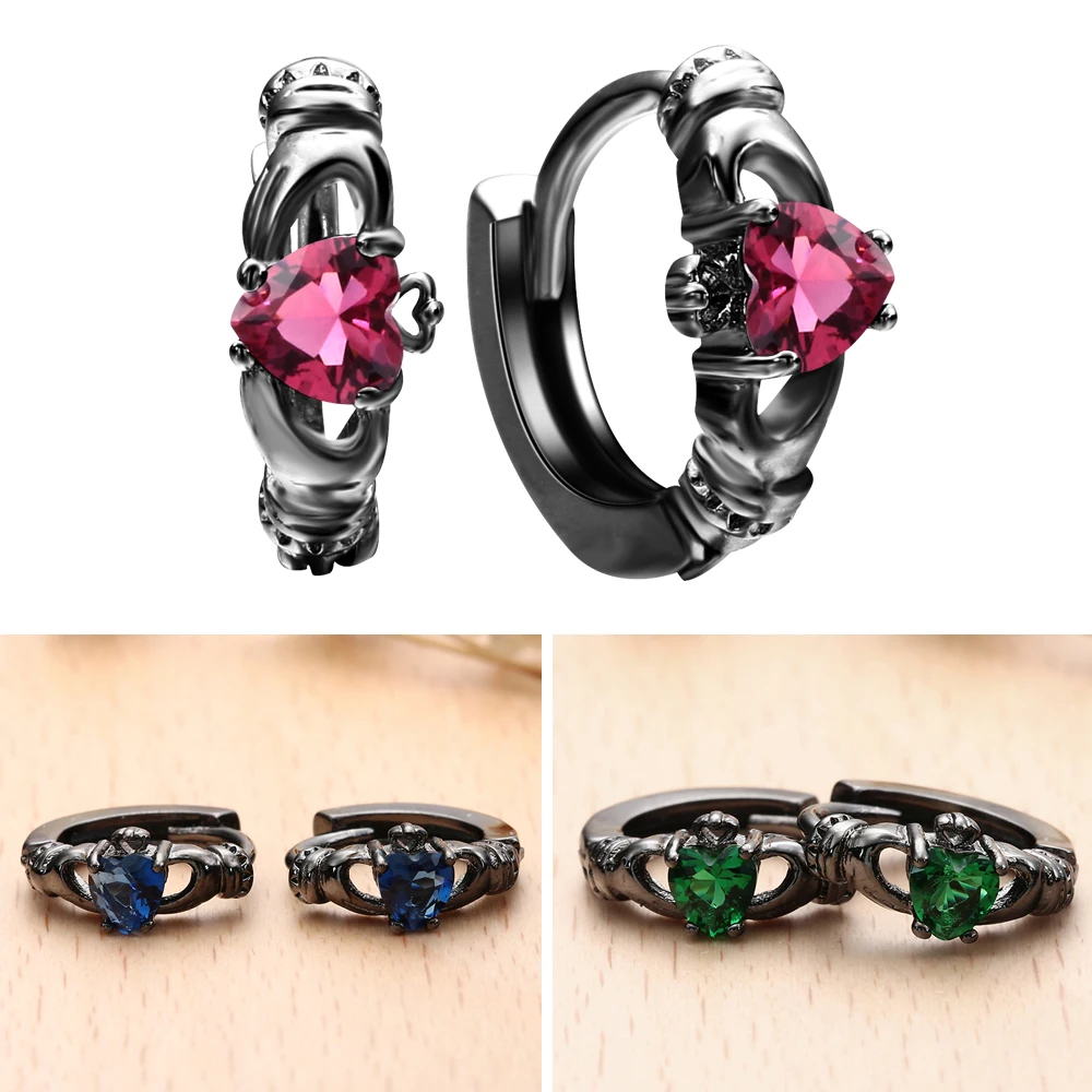 Модные розовые зеленые синие циркониевые черные серьги кольца с покрытием