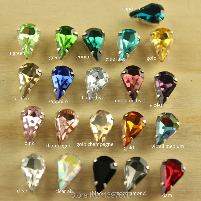 Больше цветов 50 шт 6x10 мм стеклянные каплевидные причудливые камни с серебряной