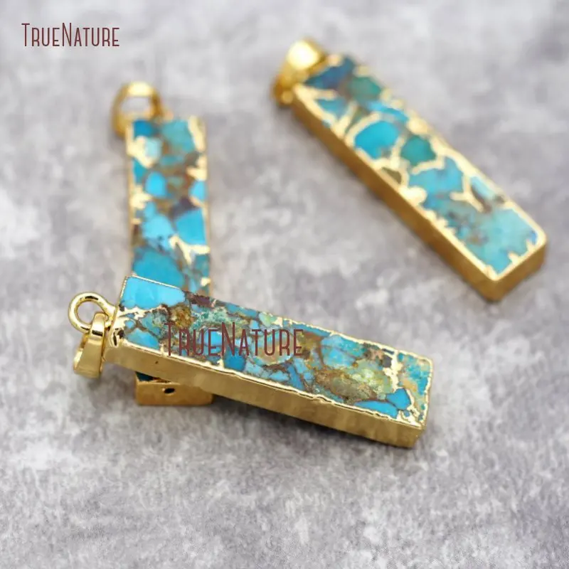 

Прямоугольная мозаика, бирюза, Howlite, шарм, золотой цвет, синий камень, подвеска PM26808