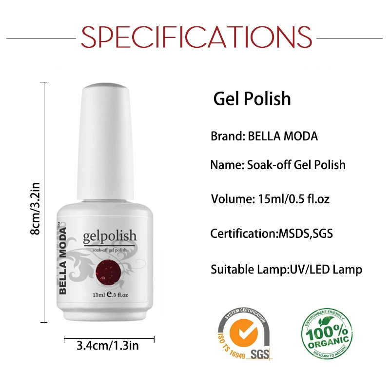 15ml BELLA MODA Choose Any 12 From 84 Color Nail Gel Polish Set UV Varnish Base and Top Coat | Красота и здоровье