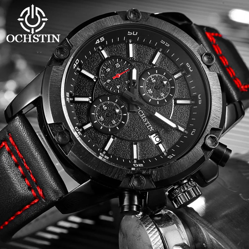 OCHSTIN 2018 новые роскошные Брендовые мужские модные спортивные часы с кожаным