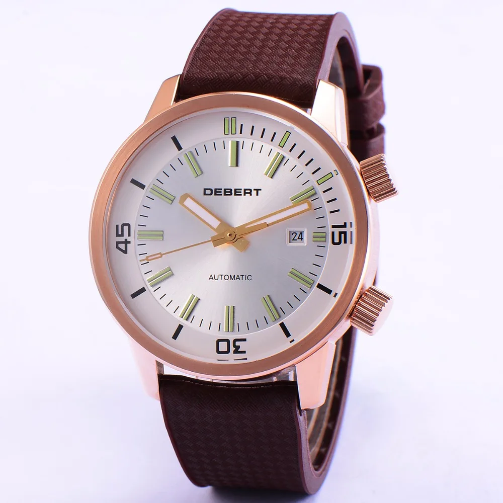44 5 мм белые часы с циферблатом reloj hombre 2018 роскошные Брендовые мужские резиновыми