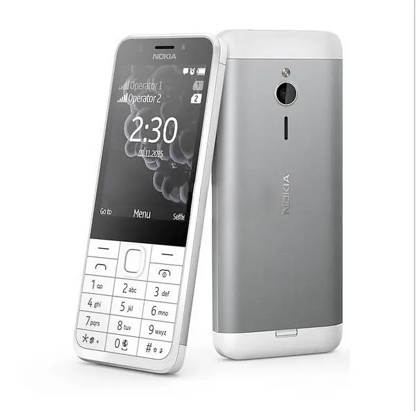 Разблокированный Nokia 230 GSM 2,8 дюймов две sim-карты и одна sim-карта 2MP QWERTY английская клавиатура Восстановленный мобильный телефон