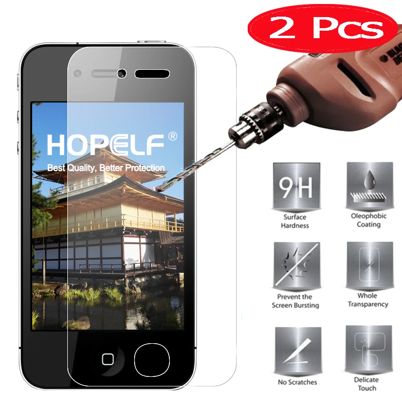 2 шт HOPELF закаленное стекло для iPhone 4S 4 на экран Защитная пленка телефона Apple |