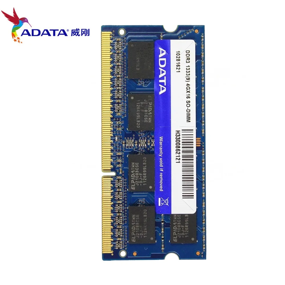 AData 4GB DDR3L память ноутбука 1333MHz PC3 10600 DDR3 1 35 V 5 ноутбук RAM SO DIMM 1333 2G 204 PIN|Оперативная