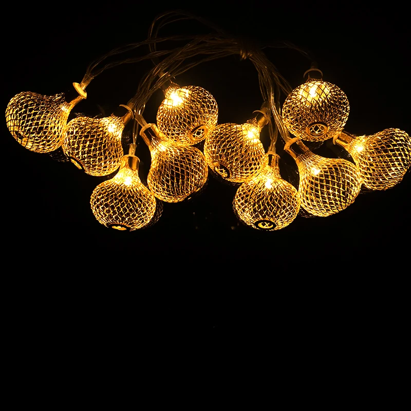 Lantern Holiday Lighting Gold Color Metal LED Strings AA Fairy Lamps Indoor Party Wedding Girl's Room Decoraton Lights IY310224 | Лампы и