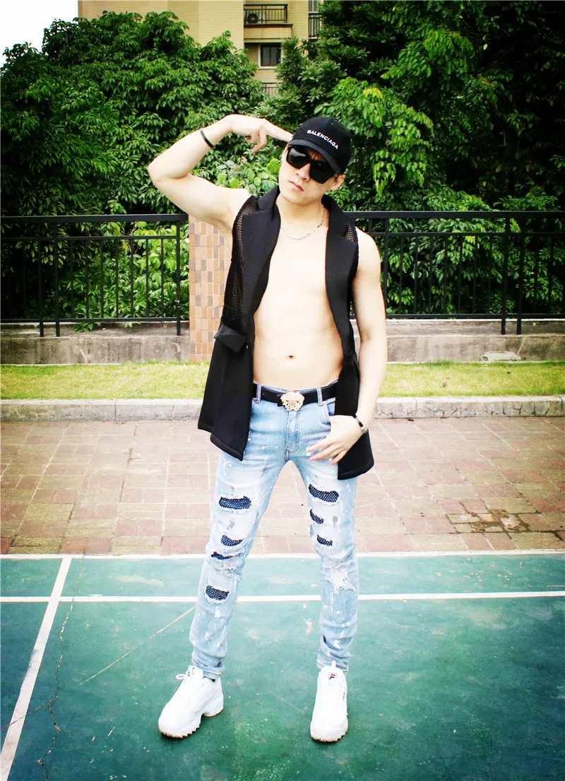 M-XXL! Клубная мужская модель сетчатый длинный стиль танцевальный мачете DS для