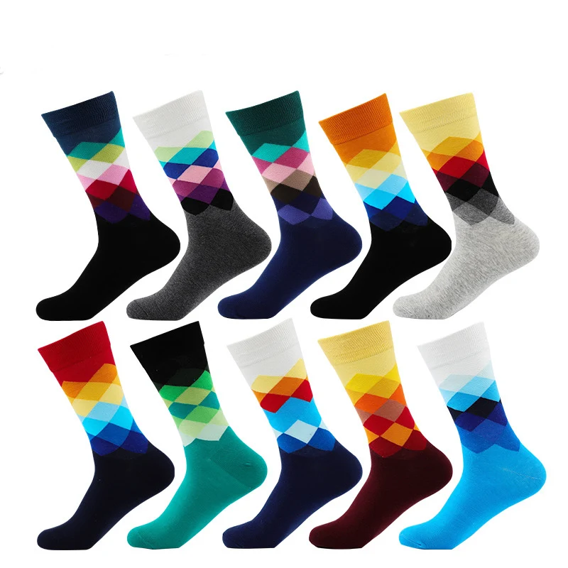 Носки унисекс для женщин хлопковые носки в клеточку с градиентом Happy Харадзюку