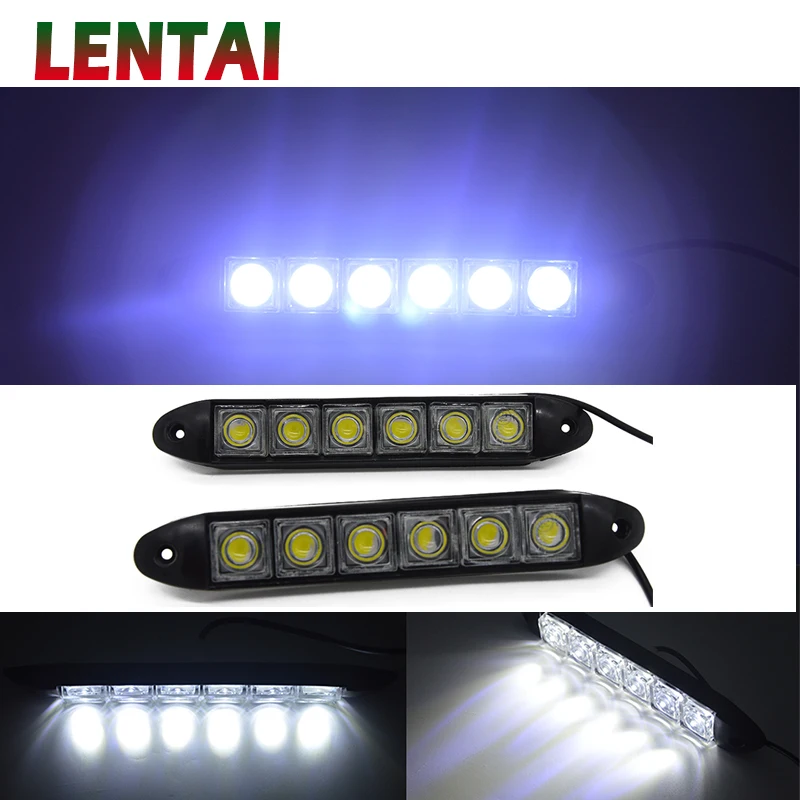 LENTAI 1 комплект 6 светодиодный Автомобильные дневные ходовые огни DRL