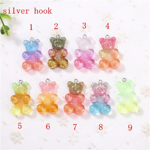 silver hooks 20*30 мм 10 шт. gummy bear flatback смолы альбом для вырезок из кабошона ремесло украшения Головные уборы Аксессуары - Цвет: silver hooks