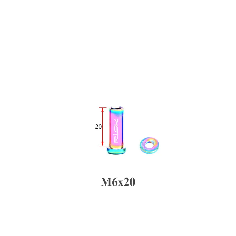 20mm Rainbow 1 комплект риск велосипедные V Тормозной суппорт TC 4 Титан шоссейный велосипед C зажим фиксированные гайки с шайбой M6 x 10/15/20/25/30/40 мм для велоспорта Запчасти - Цвет: 20mm Rainbow