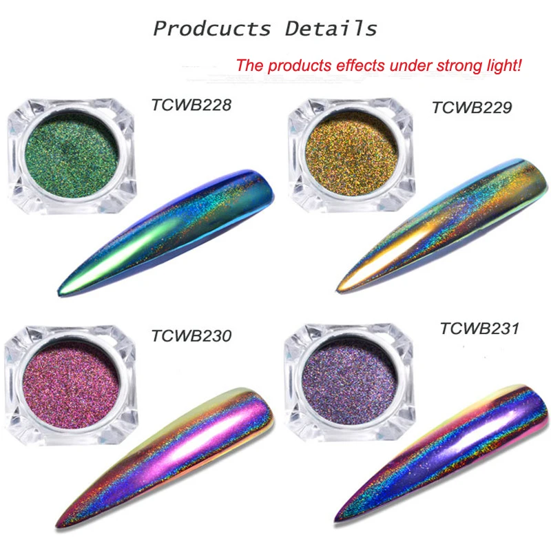 Голографический зеркальный пигмент для ногтей с эффектом хамелеона|pigments for