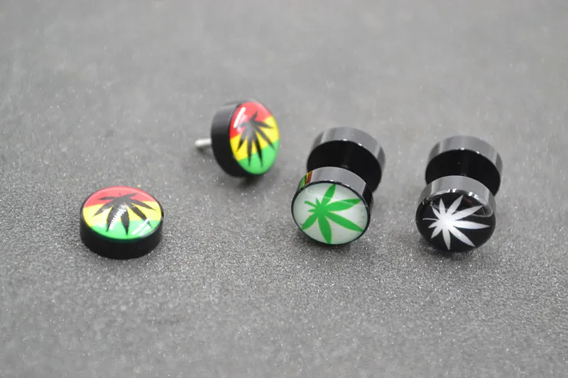 Серьги-гвоздики в форме листьев, зеленых листьев, 50 шт.