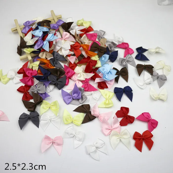 Mix colour Bows 5 100 шт. цвет атласные банты DIY Craft Supplie Свадебная вечеринка Декор подарочная упаковка Bowknots Вышивание головные уборы интимные аксессуары аппликации - Цвет: Mix colour Bows 5