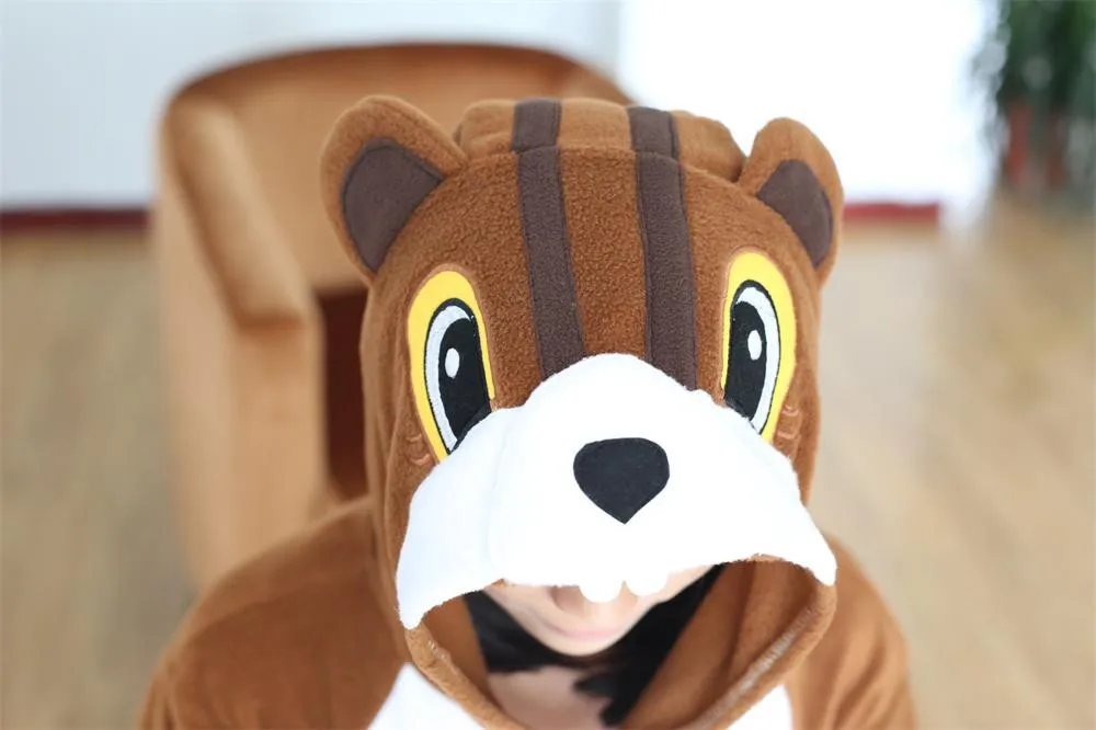 Кигуруми белка Onesie пижамы для взрослых косплей костюм унисекс мультфильм