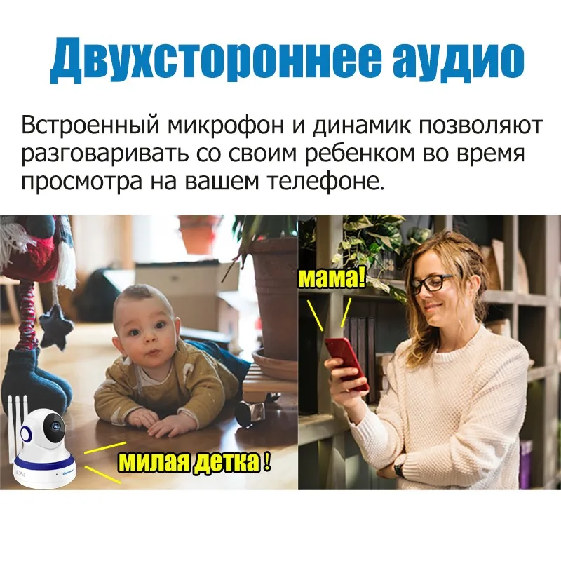 Видеокамера wi-fi камера видеонаблюдения HD 1080P домаминикамеры видеонаблюдения ip камера wifi облачноехранилище беспроводной безопасности Камера датчик движения три антенны дистанционное управление Камера Lintratek