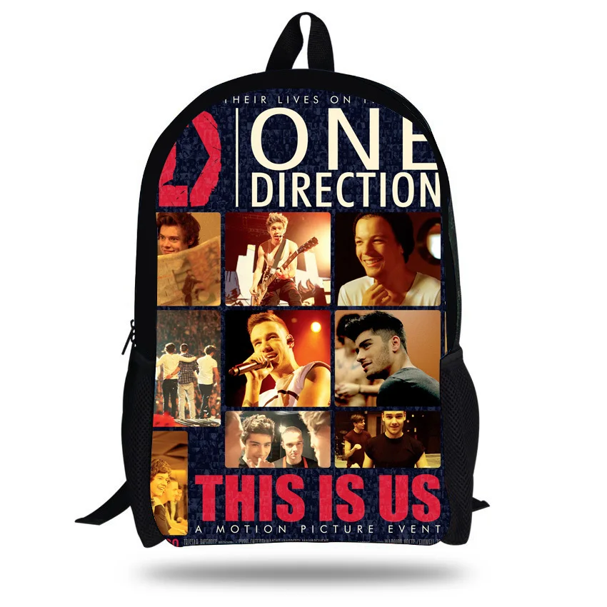 16-дюймовый 1D One Direction сумка Детская школьная одежда модная одежда для девочек одном направлении рюкзак дети Обувь для мальчиков От 7 до 13 лет Mochila Infantil Menina