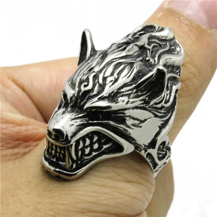 1pc Good News!! Mens Boy US Style Punk Animal Wolf Head Ring 316L Stainless Steel Fashion | Украшения и аксессуары