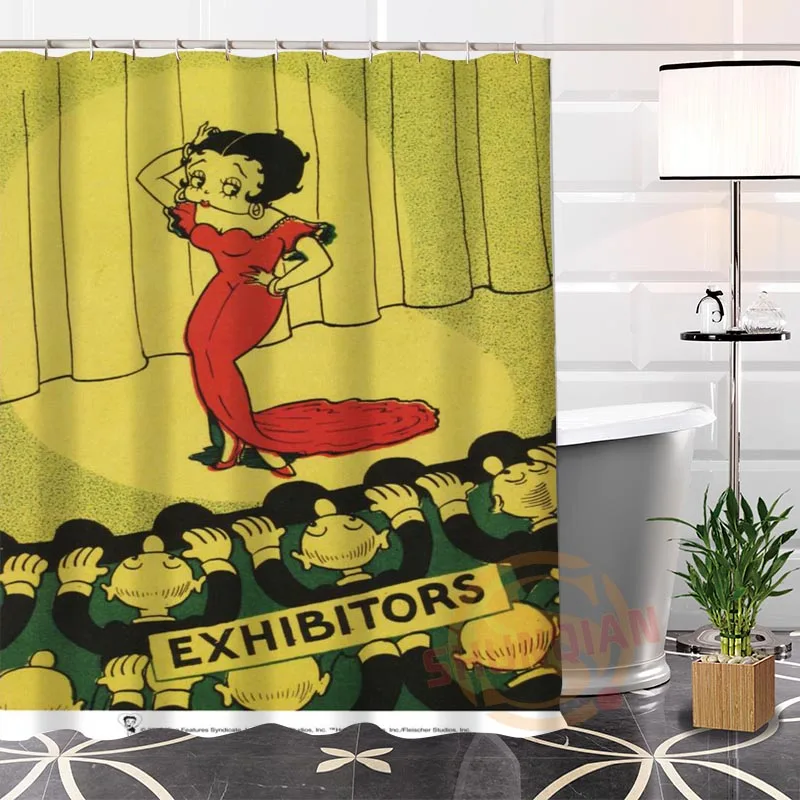 ShunQian Betty Boop Современная тканевая для душа занавес лучший хороший экологичный на заказ ванная комната водонепроницаемый занавес для ванной s с крюком - Цвет: Красный