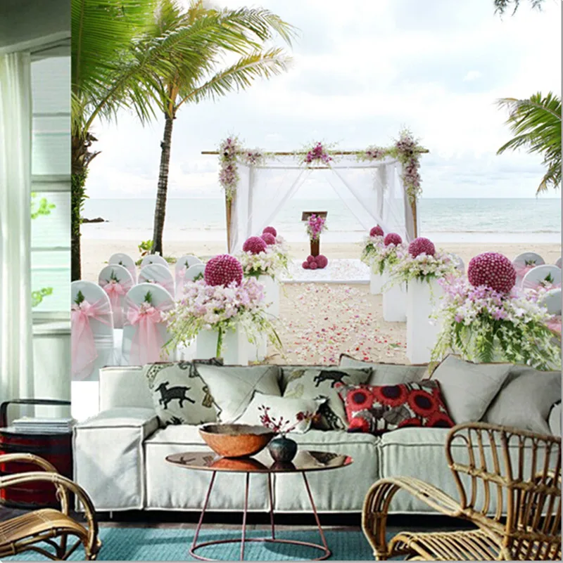 3D фрески на заказ 3d романтические тропики свадебные обои морской пальмы для