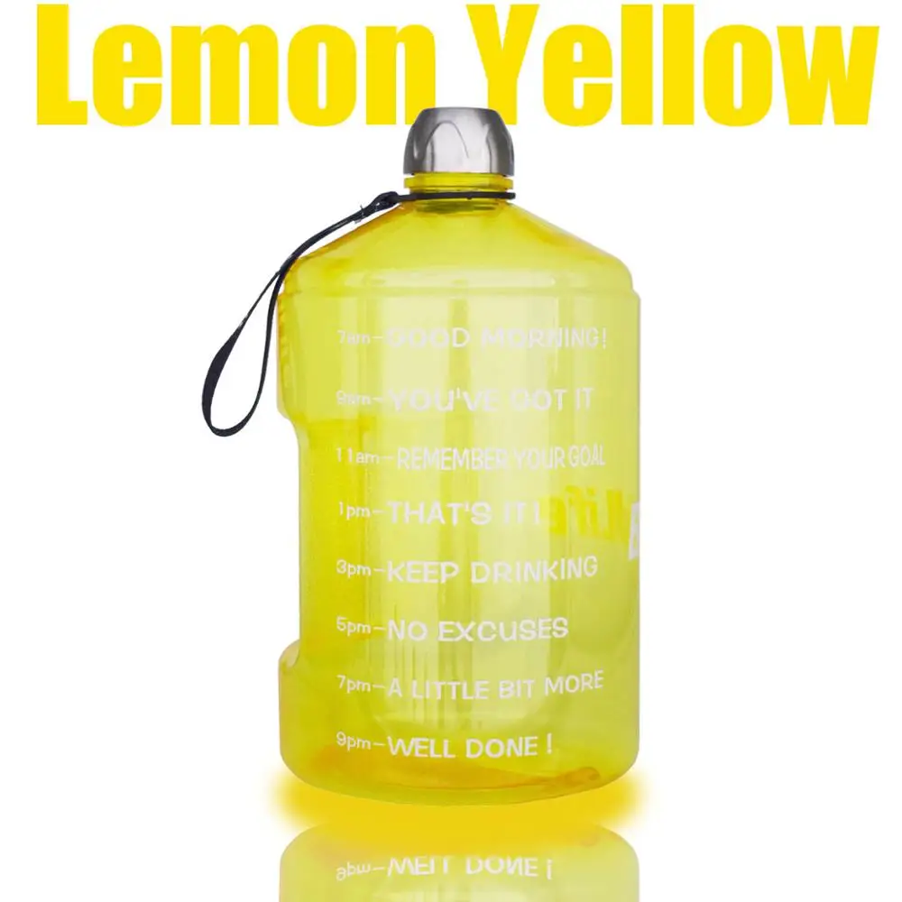 Lemon Yellow QuiFit 3.78L 2.2L 1.3L Прозрачный большой галлон бутылки для питьевой воды пластик большой емкости для тренажерного зала фитнес-туризма BPA бесплатные виды спорта - Цвет: Lemon Yellow
