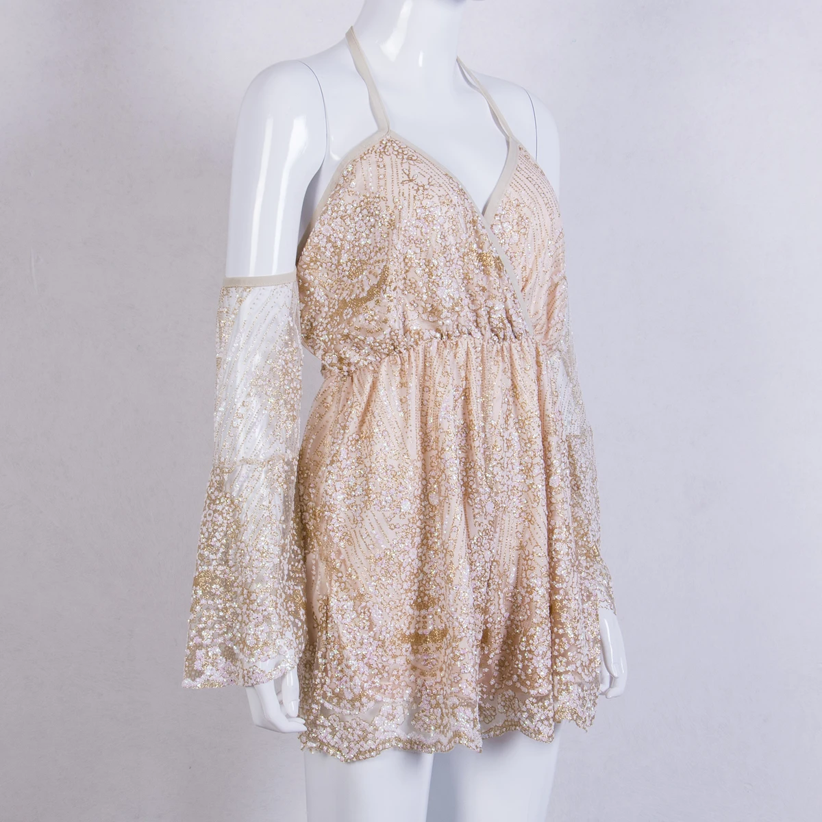 Женский кружевной комбинезон летний с вышивкой блестками на бретельках