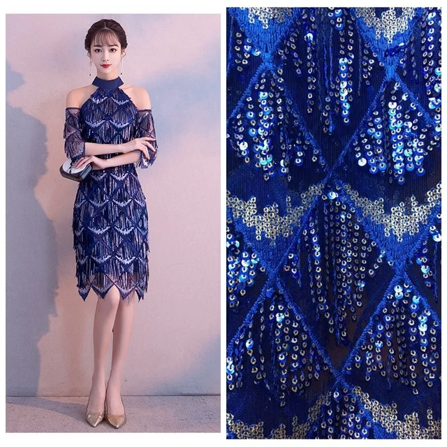 Новинка вышивка кисточкой кружевная ткань 9 цветов ширина 130 см для блестящих diy