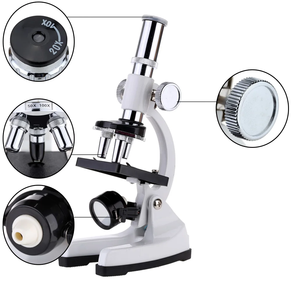Набор образовательного микроскопа со светодиодной подсветкой 10х окуляр