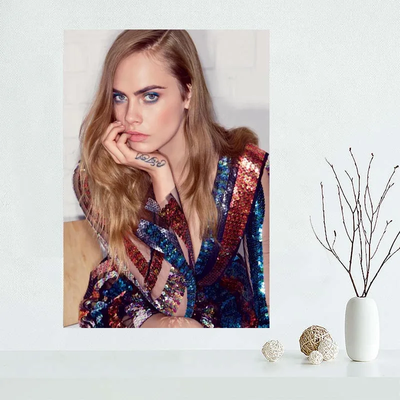 Новое поступление 2018 индивидуальный постер Cara Delevingne для рисования на холсте