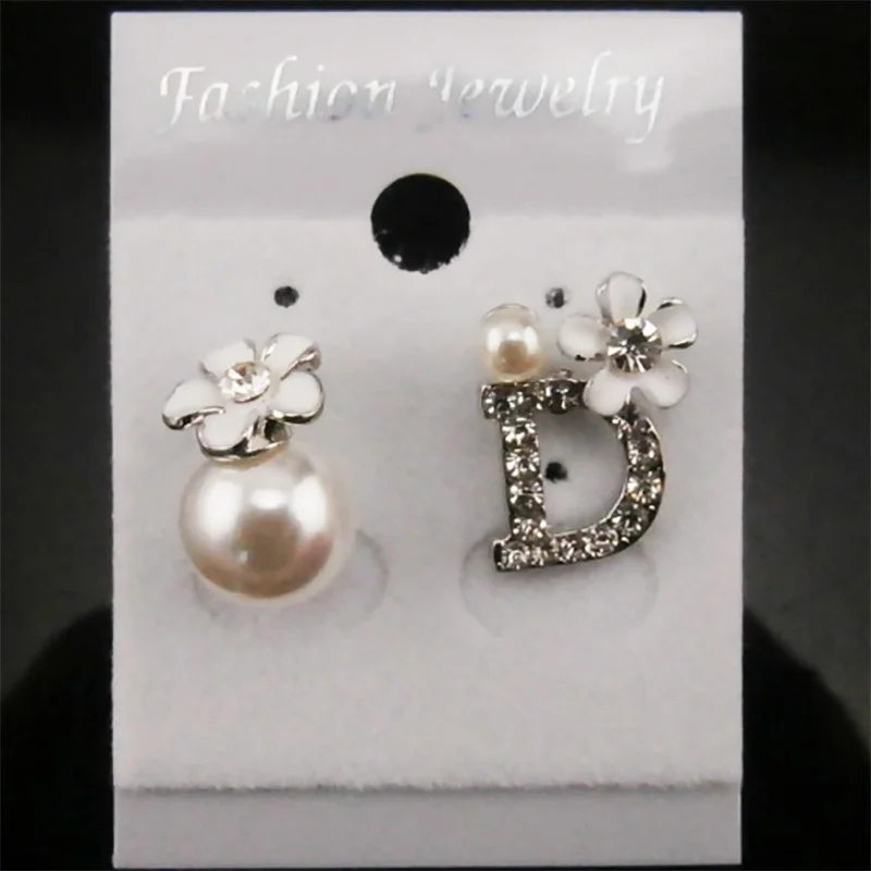 10 пар/лот позолоченные серьги-гвоздики с искусственным жемчугом женские буквы со