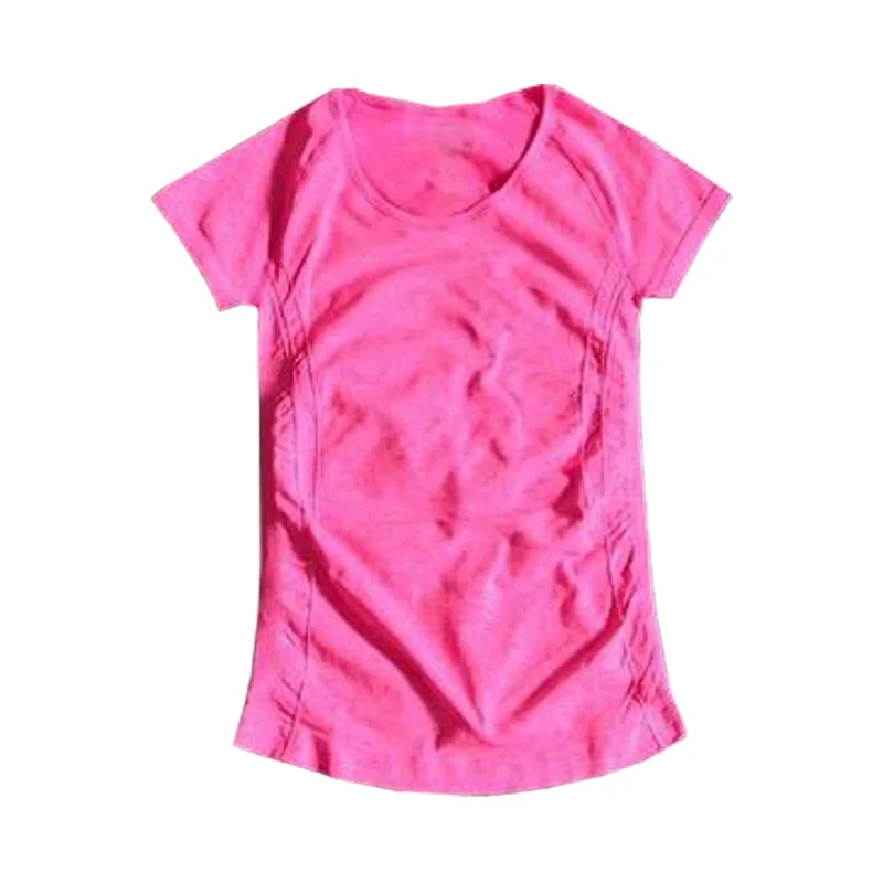 Rose VEQKING, женские рубашки для йоги, топ, короткий рукав, дышащие, спортивные футболки, быстросохнущие, для фитнеса, бега, спортзала, спортивные футболки - Цвет: Rose