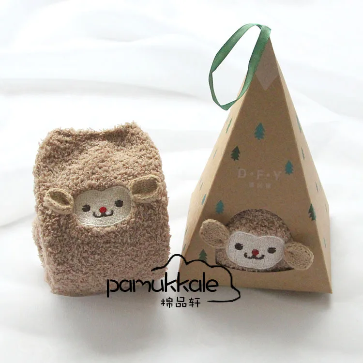 Домашние носки с милыми животными из хлопка и шерсти Зимние для женщин