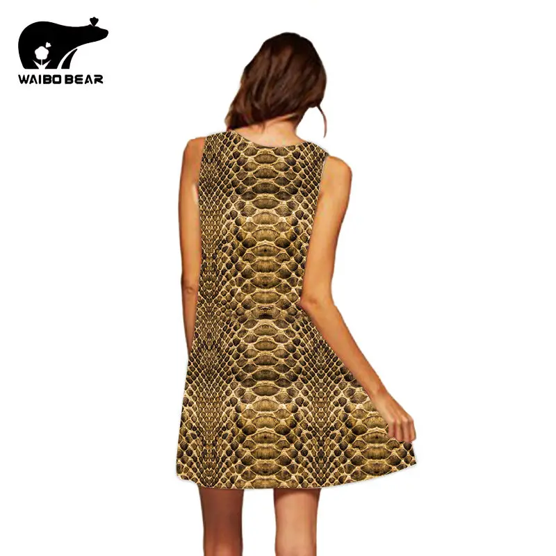 

Sexy Robe Female Sundresses Vestid Snake Skin Women Vest Beach Dress NEW A-line Chiffon Casual Dress Girls Party Tank WAIBO BEAR