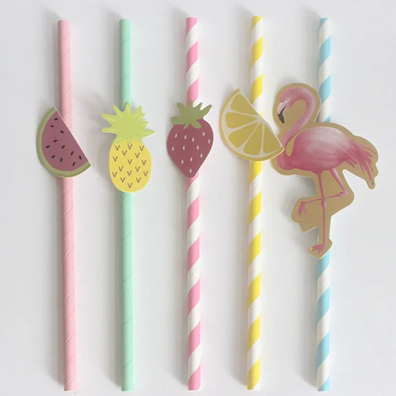 10 шт. Гавайские вечерние соломинки Фламинго ананас декоративные питьевые Луау