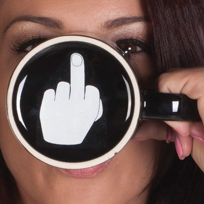 

Creative Coffee cup Middle Finger Funny Milk Tea Cups Novelty Birthday Gift For Girls Girlfriends Ceramics Teacups Drinkware
