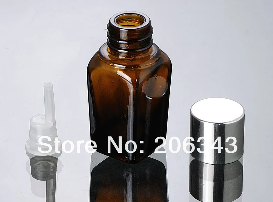 

15ml brown square essential oil bottle with silver aluminum lid plastic stopper dropper ,glass bottle for cosmetic packing