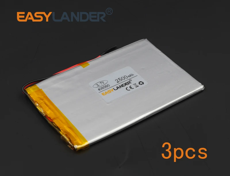 

3pcs/Lot 3.7V 2500mAh Polymer Li-ion Battery For Bluetooth Notebook Tablet PC iPAQ E-Book Power Bank PDA Portable DVD 406090