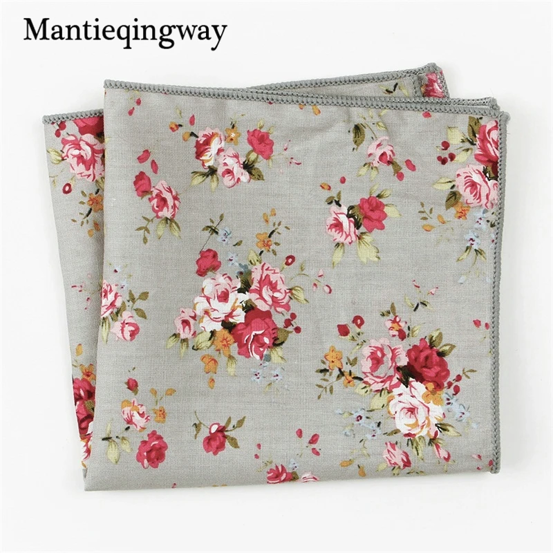 Mantieqingway Цветочный платок с принтом для женщин винтажный хлопковый Карманный платок для мужчин удобный платок для кармана 26*26 см