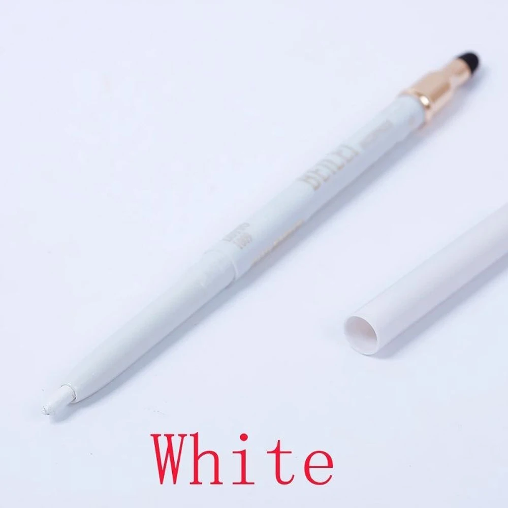 white Hot Sale 2 In 1 Eyeliner Eye Shadow Pen Sponge Waterproof Eyeliner Pencil Eye Shadow Liner Makeup Pen Cosmetic Makeup Tools - Цвет: white