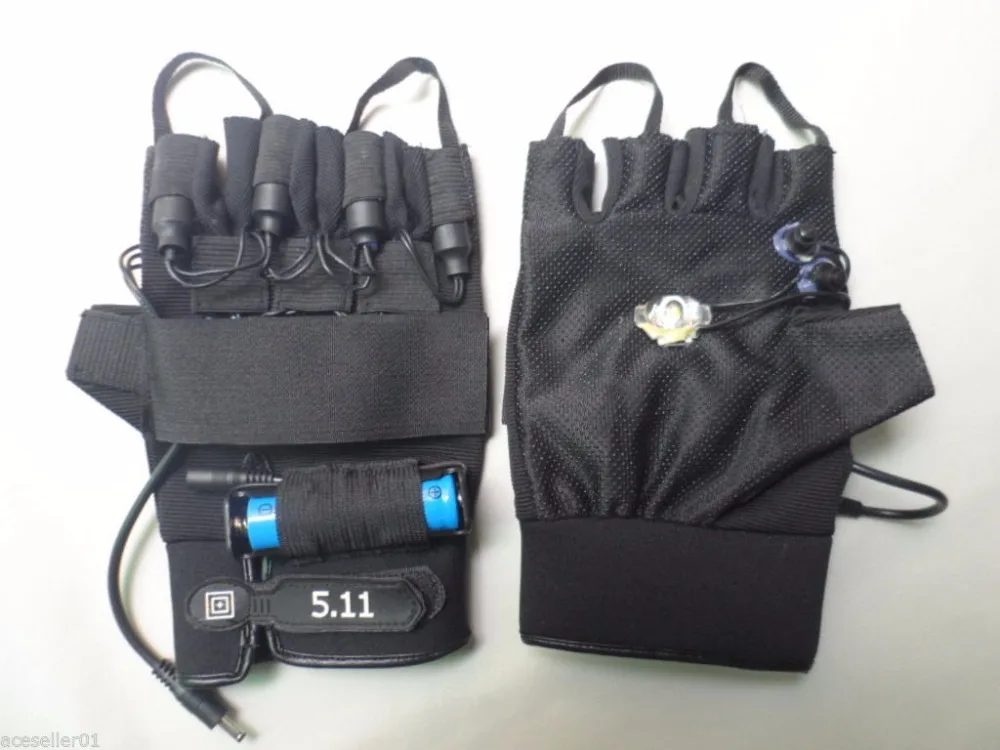 DIY зеленые лазерные перчатки с 3 лазерами и стробоскопическим светодиодным