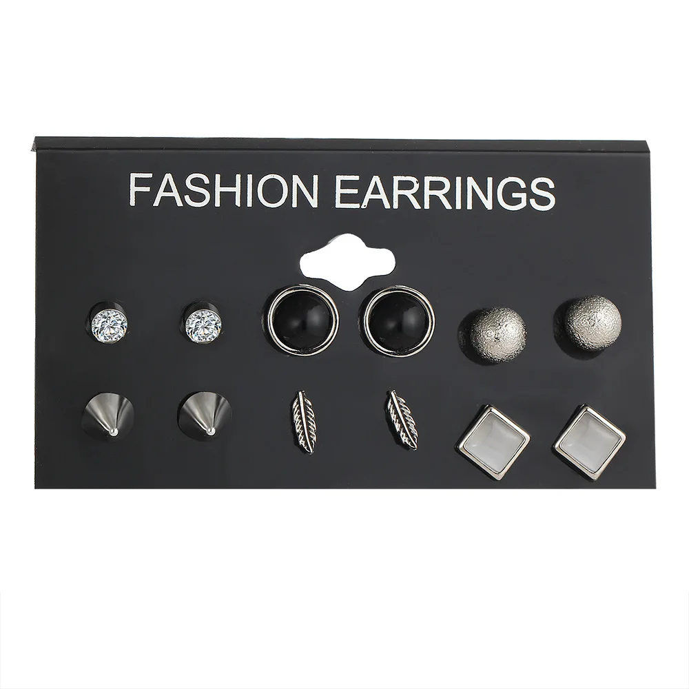 Серьги гвоздики золотистые в полоску 6 пар|earrings set|wholesale earring setsstud earrings |
